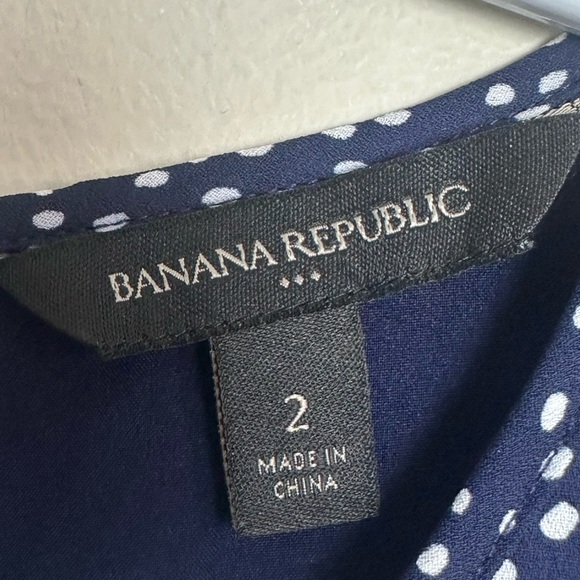 Banana Republic Size 2 Navy Blue Mini Dress with White Dots - Picture 4 of 6